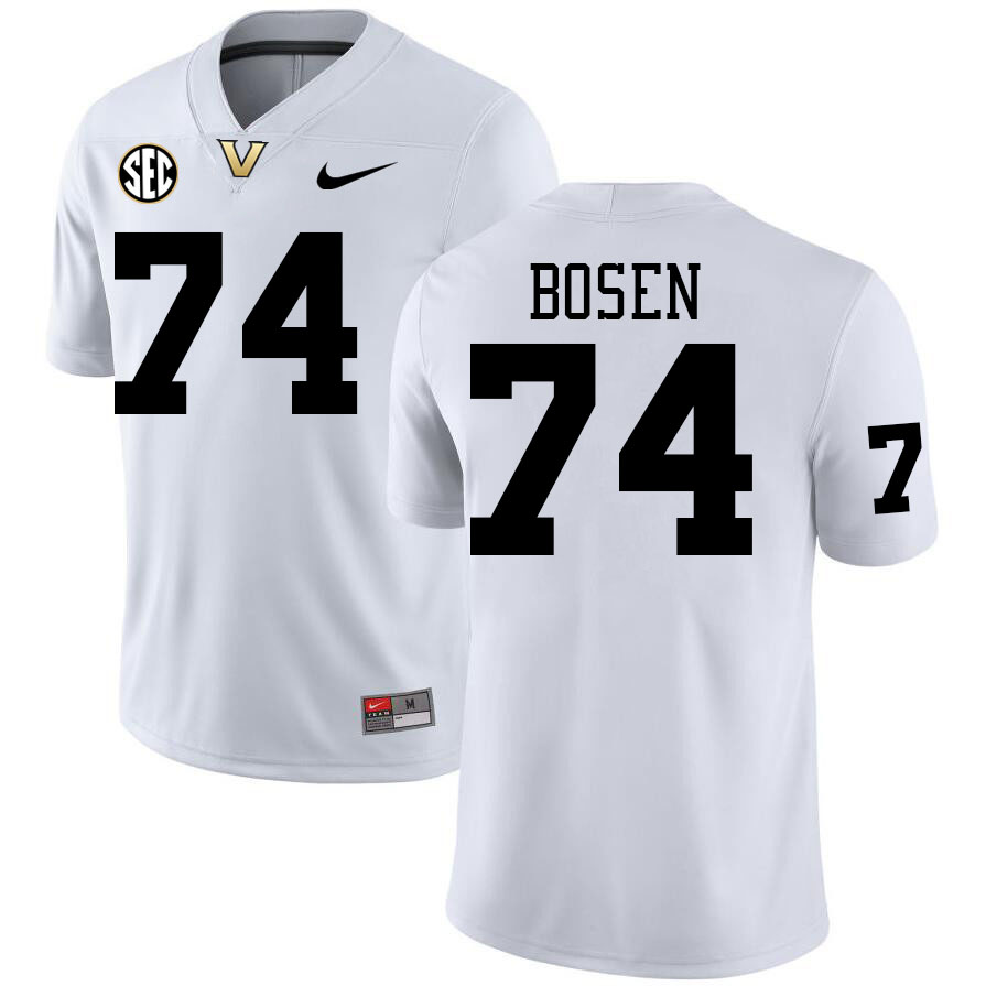 Vanderbilt Commodores #74 Cameron Bosen College Football Jerseys Stitched-White